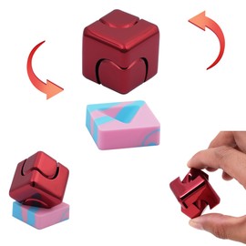 Desk-Fidget-Toys Spinner-Cube: Cool-Gadgets Metal Kinetic-Desk-Toys Office EDC-Toy with Silicone Base, ADHD Tools Cool-Stuff Thing Stress Relief Toy Gift for Kids Children Teens Adults Christmas
