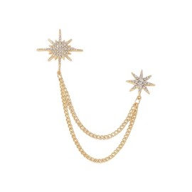 Rhinestone Star Sparkling Brooch Pin for Women Men Fashion Crystal Snowflake Tassel Lapel Pins Dress Suit Accessories Jewelry Christmas Wedding Valentine's Day Gifts - Gold