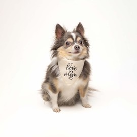 I Love My Mom Dog Bandana | 100% Cotton Adjustable Triangle | Made in USA for Mom | Valentine's Day | Prop Photoshoot |White, One Size (1238)
