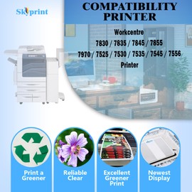 High Yield 7525 Toner Cartridge Replacement for Xerox Workcentre 7830 7835 7845 7855 7970 7525 7530 7535 7545 7556 Printers.Black Cyan Yellow Magenta