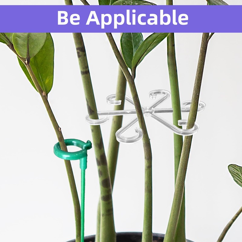 JVNZAM 12 Pcs Transparent Plant Stem Support, Reusable Invisible Plastic