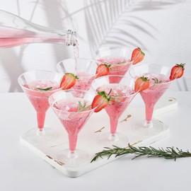 36 Pack Plastic Martini Glasses, 210ml Clear Party Cocktail Glasses Reusable Dessert Shooters Drinkware for Champagne, Mocktail, Margarita, Christmas Wedding Birthdays