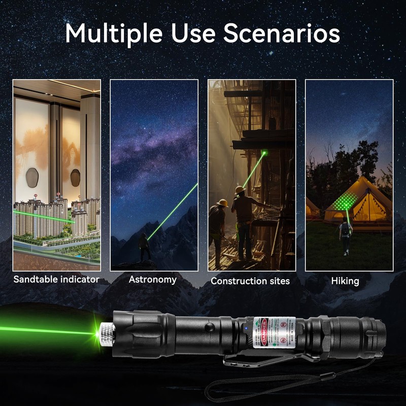 LETEAPII Green Light Flashlight Rechargeable, Long Range Adjustable Focus Tactical