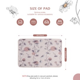 IEUUMLER Washable Pee Pads for Dogs, 2 Pack Non-Slip & Waterproof Pack Whelping Pad, Reusable Washable Puppy Potty Training Pad with Fast Absorbent for Playpen EU007 (Pink Daisy, 30"X20"-2pcs)