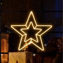 JUSTPRO [Large 22x21 Inch] Super-Bright 360LED Star Neon Motif Warm White LEDs Outdoor Christmas Decoration with UL Standard Adaptor Waterproof for Outdoor Home Party Wall Hanging Holiday Christmas