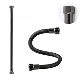 LAXARA DVGW Premium Coloured Flex Hose Black and White 3/8 Inch to 1/2 Inch Nut on Both Sides in Selectable Styles (3/8 Inch Black Steel 50 cm)