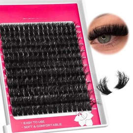 DIY Lash Clusters Kit Fluffy 80D 100D Individual Lashes D Curl Cluster Eyelash Extensions 10-18mm DIY Lash Extension Kit Lash Bond and Seal Waterproof, Lash Applicator, Thick False Eyelashes Kit:_200D(Lashes Only)