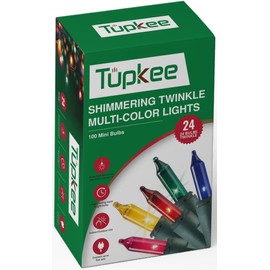 Christmas Random Shimmering Twinkle Lights - 24 of 100 Lights Twinkle, Indoor Outdoor, 20.5 Feet Light String, 100 Multi-Color Bulbs - Christmas Tree Holiday Decor Sparkling Twinkling Christmas Light