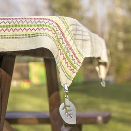 Relaxdays Table Cloth Weights Set of 16 Leaf Motif Weight for Tablecloth Curtain Weight Stainless Steel Silver