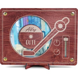 Schallplatten Deko - XL Geldgeschenk aus Holz inkl. Ständer | Schallplattenspieler, Schallplatten, Schallplatte, Musik Geschenke, Musik Geschenk, Geburtstagskarte