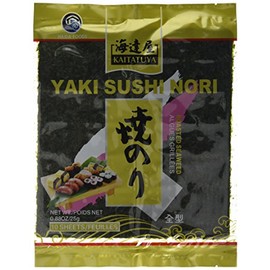 Kaitatuya Yaki nori Full Size Roasted Seaweed for Sushi and Miso soup 25 g - Gold (Pack of 5, 10 Sheets Each)