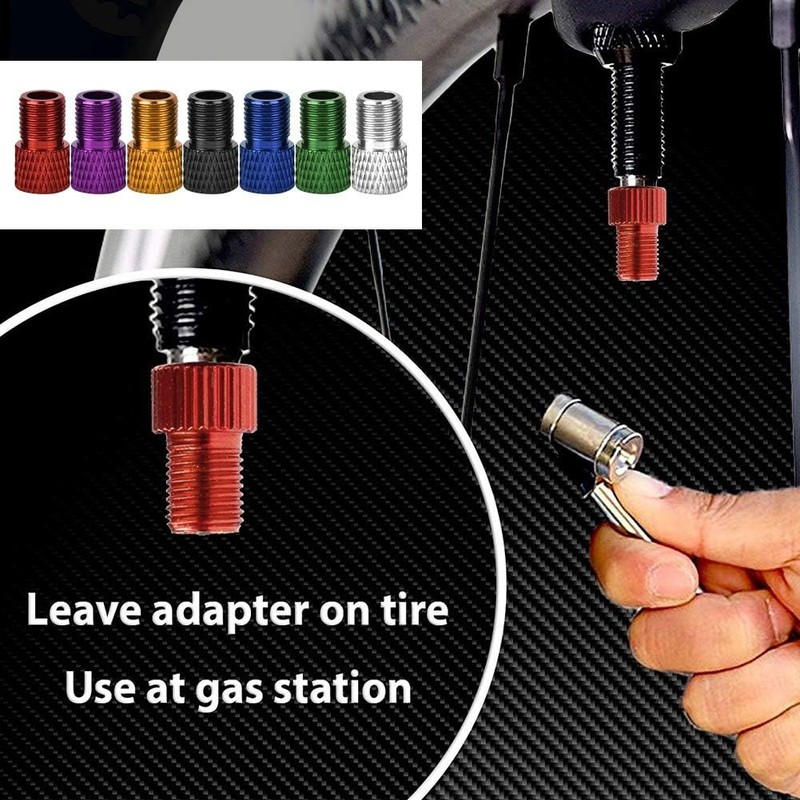 Adaptador de válvula Presta, 7 piezas Convertidor de aluminio Presta