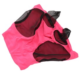 Fdit Máscara de Mosca de Malla de Caballo, Cubierta de Cara de Caballo, Protección de Orejas Elástica Cómoda, Elástico Transpirable para Granero (Rosa roja)