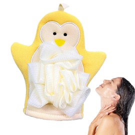 Body Scrub Gloves, Cute Cartoon Hand Scrub Gloves, Elastic Rich Foaming Towel, Skin-Friendly Shower Mitten for Soothe, Cleanse Your Skin
