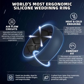 Egnaro Silicone Ring Men 1/4/5/6/7 Multipack of Breathable Mens Silicone Rubber Wedding Rings Bands with Air Flow Grooves