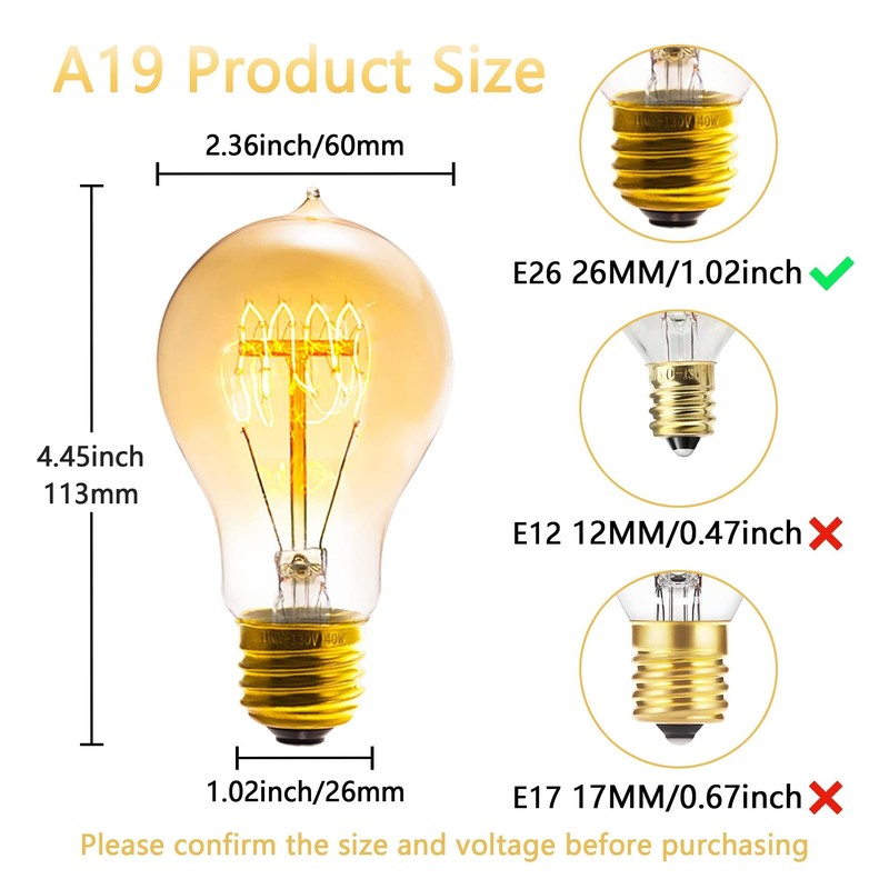 Sevici Edison Bulb, A19 Bulbs 6 Pack, Retro Style Incandescent