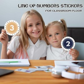 WALENGIF Boho Line up Spots for Classroom - 36pcs Number Stickers for Classroom Floor Stickers Dots Floor Decals for Classrooms Lining up Back to School Kindergarten Preschool Supplies