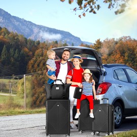 Hoteel Luggage Sets 5 Piece Suitcases With Wheels，ABS+PC Lightweight Hard Shell Luggage Sets With Tsa Lock, Carry On Suitcase Set With Carry On Travel Bag, Expandable Duffle Bag For Travel, Black