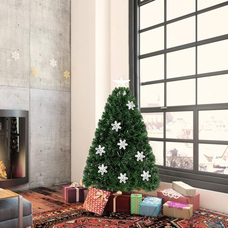 GOFLAME 4FT Pre-Lit Optical Fiber Christmas Artificial Tree with Multicolor