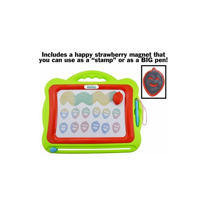 SciencePurchase Green Magnetic Drawing Doodle Board, Tethered Pen Writes in