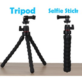 Hocoder Flexible Camera Tripod Compatible with GoPro Hero 13, 12, 11,10, 9 Bendable Tripod 360° Rotation Mount Stand for Vlogging
