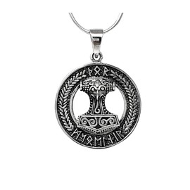 TreasureBay Detailed 925 Sterling Silver Viking Pendant Amulet Thor Hammer Necklace for Men and Women, Sterling Silver