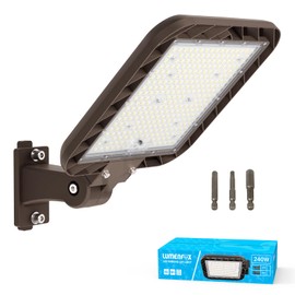 240W LED Parking Lot Lights Outdoor, Shoebox LED Parking Lot Light Adjustable Arm Mount 100-277V 5000K 36000LM 150LM/W Parking Light with Dusk to Dawn Photocell IP65 Waterproof for Street Public Park