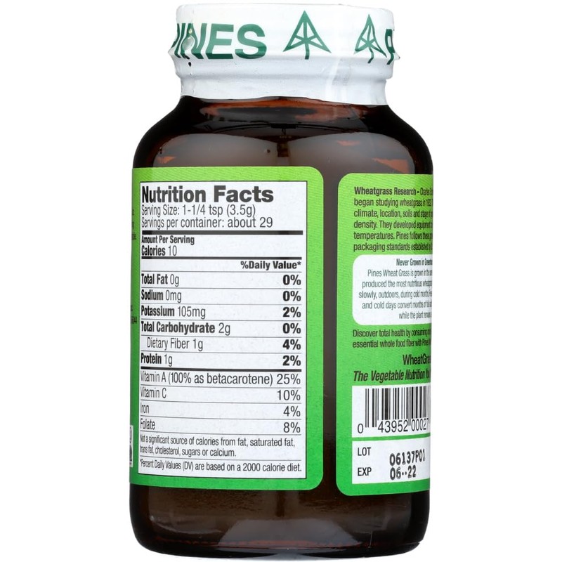 Pines Wheat Grass Powder, 3.5 Ounce - 3 per case.3