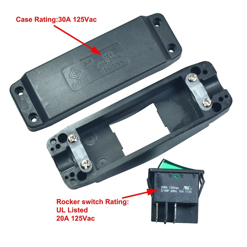 FILSHU 30A 125/250Vac Heavy Duty Inline Cord Switch Large Current