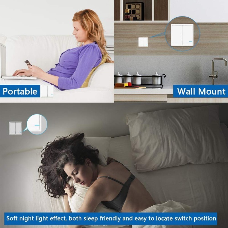 Thinkbee Wireless Light Switch and Receiver Kit, Outdoor 1900ft Indoor
