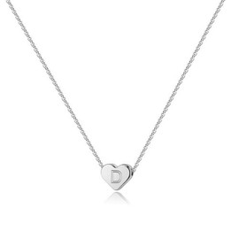 Initial Heart Necklace for Girls Women, Dainty Heart Pendant Necklace for Women Girls Jewelry Simple Necklace (Silvery, 41-50CM)