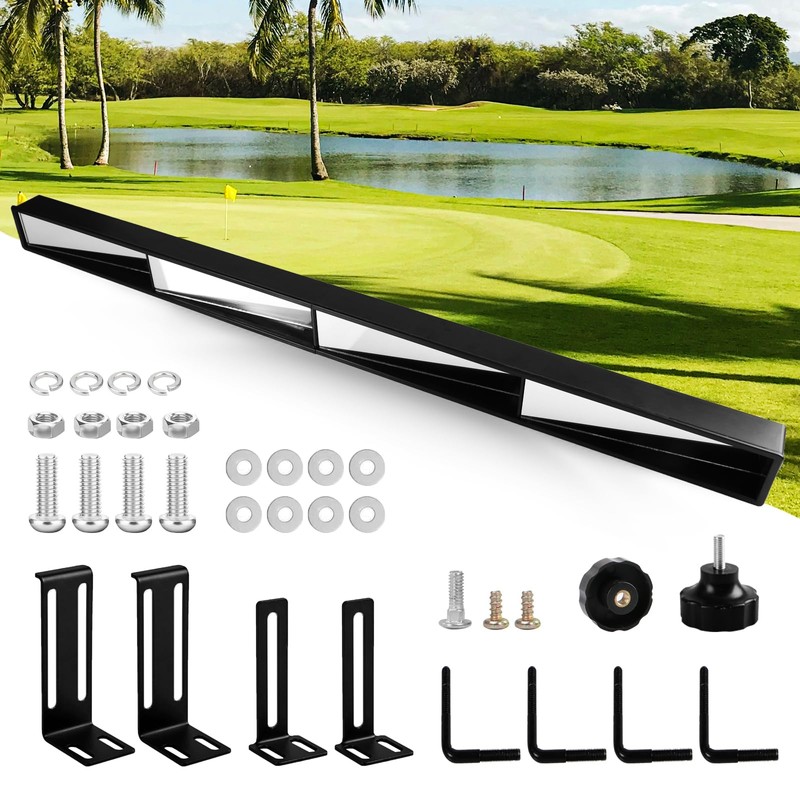 Xislet No-Drill Golf Cart Rear View Mirror - 4-Panel Wide-Angle