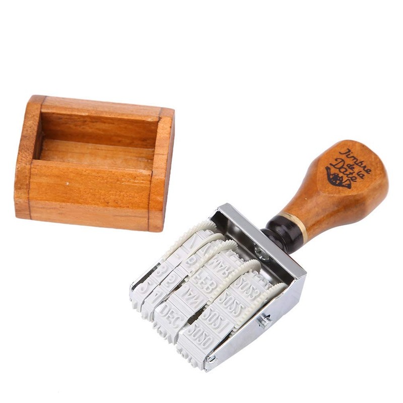 Qiilu Wooden Date Stamp Wood Date Date Date Time Antique