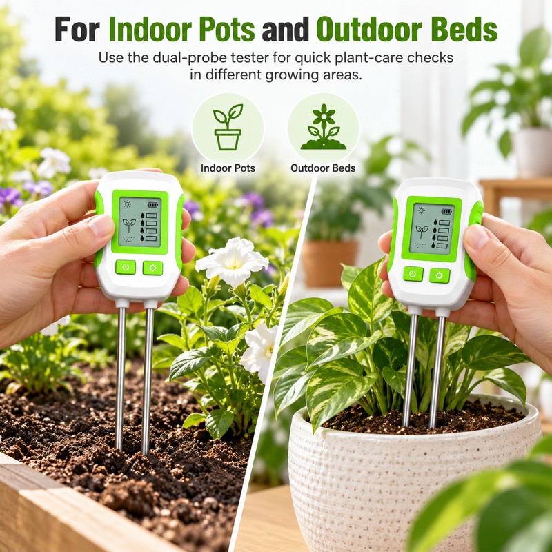 6-in-1 Digital Soil Tester for Plant Care – Backlit LCD