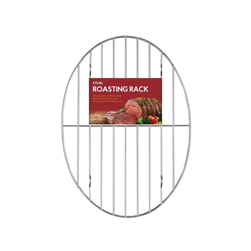 HIC Kitchen Roasting Oval Baking Rack, Chrome-Plated Steel Wire, For