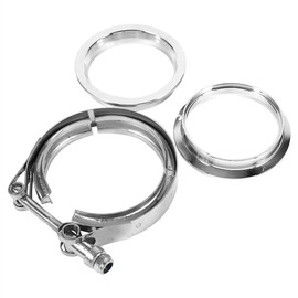 Yctze V-band clamps, silver 3 inch V-band clamp made of stainless steel with 2 flange kit, turbo exhaust down pipe for garrett 3 inch Vband, V band clamp 3 inches, V-band clamp 3 inch for V band 3 ZO