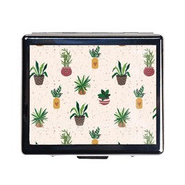 HowGuu Silver Vintage Pill Box 7 Day Metal Pill Box with Mirror and 8 Compartments Cute Travel Pill Organizer for Purse (Cute Cactus)