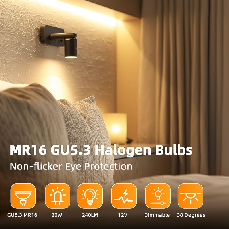 Blakapoo MR16 20W Halogen Bulb 12V 2 Pin GU5.3 Base