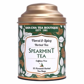 Sancha Tea Boutique, Spearmint Tea, Caffeine Free Herbal Tisane, 25 Pyramid Bags, With Cloves & Lemongrass, Calming & Refreshing Herbal Tea