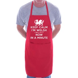 Print4U Keep Calm I'm Welsh Wales BBQ Novelty Cooking Apron Red