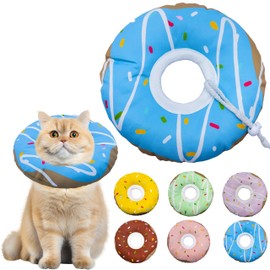 Seyezo Cat Cone Collar Soft, Adjustable Cat Recovery Collar for Small Medium Large Cats, Cute Donut E Collar After Surgery, Cat Neck Pillow Cone, Cat Cone of Shame (Waterproof Blue, Medium)