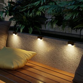 Lioclsx Luces solares para terraza al aire última intervensión, paquete de 16 luces solares para valla impermeables para escaleras, escalones, jardín, patio, cama de flores y patio, blanco cálido