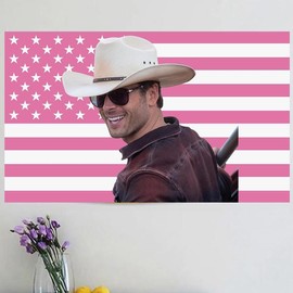Glen Powell Pink Wall Tapestry American Flag - Not My First Tornado 3x5ft USA Flag, GlenPowell Cowboy Twisters Movie USFlag, i Love Glen Powell and His CuteDog Fan Gift Tapestries - SIZE: A1