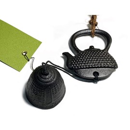Heiyemon Japanese Wind Chime Nambu Iron Temple Bell Black Color Furin (with Tetsubin)