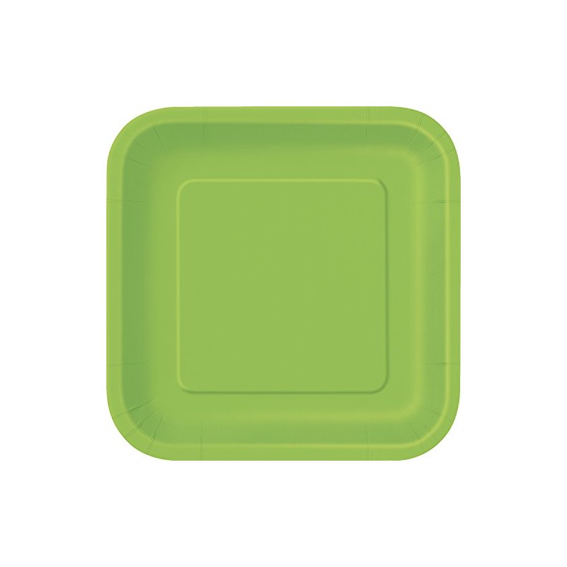 Lime Green Square Paper Dessert Plates (17cm) 16 Count -