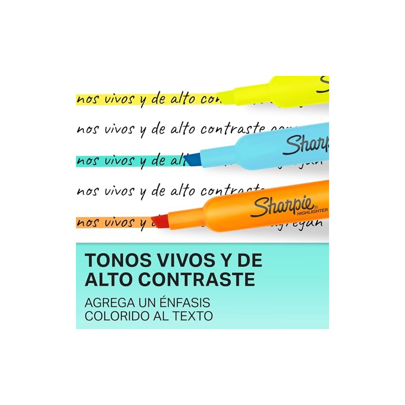 Sharpie® Tank Resaltador/Marcador de Texto, Punta Cincel/Biselada, Surtidos, 4 Piezas,