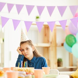 66ft Purple Bunting Banner,QRTDXP 52pcs Purple Waterproof Flags Pennats, for Girls Birthday Anniversary Wedding Party Decoration