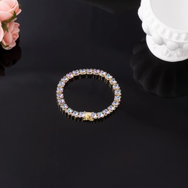 G&GEMSJEW 6mm Purple Butterfly Crystal Classic Tennis Bracelet | 14K Gold Plated Bracelets for Women | Size 7 Inch