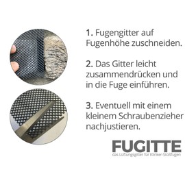 Joint aerator I joint grille – protects the bump joints of the clinker brick from bees, wasps or mice (for retrofitting)., grey