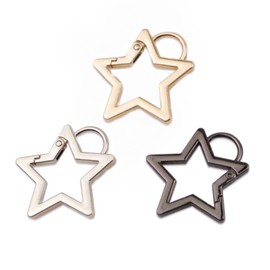 3Pc Silver Star Shaped Stainless Steel Keychain Clip Carabiner Snap Hook Holder Star Carabiner Hook Clip Key Holder Carabiner Clip for Keys and Wallet with Key Chain Rings Accessories (M)